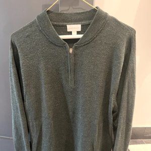 Men's Club Monaco Half Zip Sweater - Large, Green